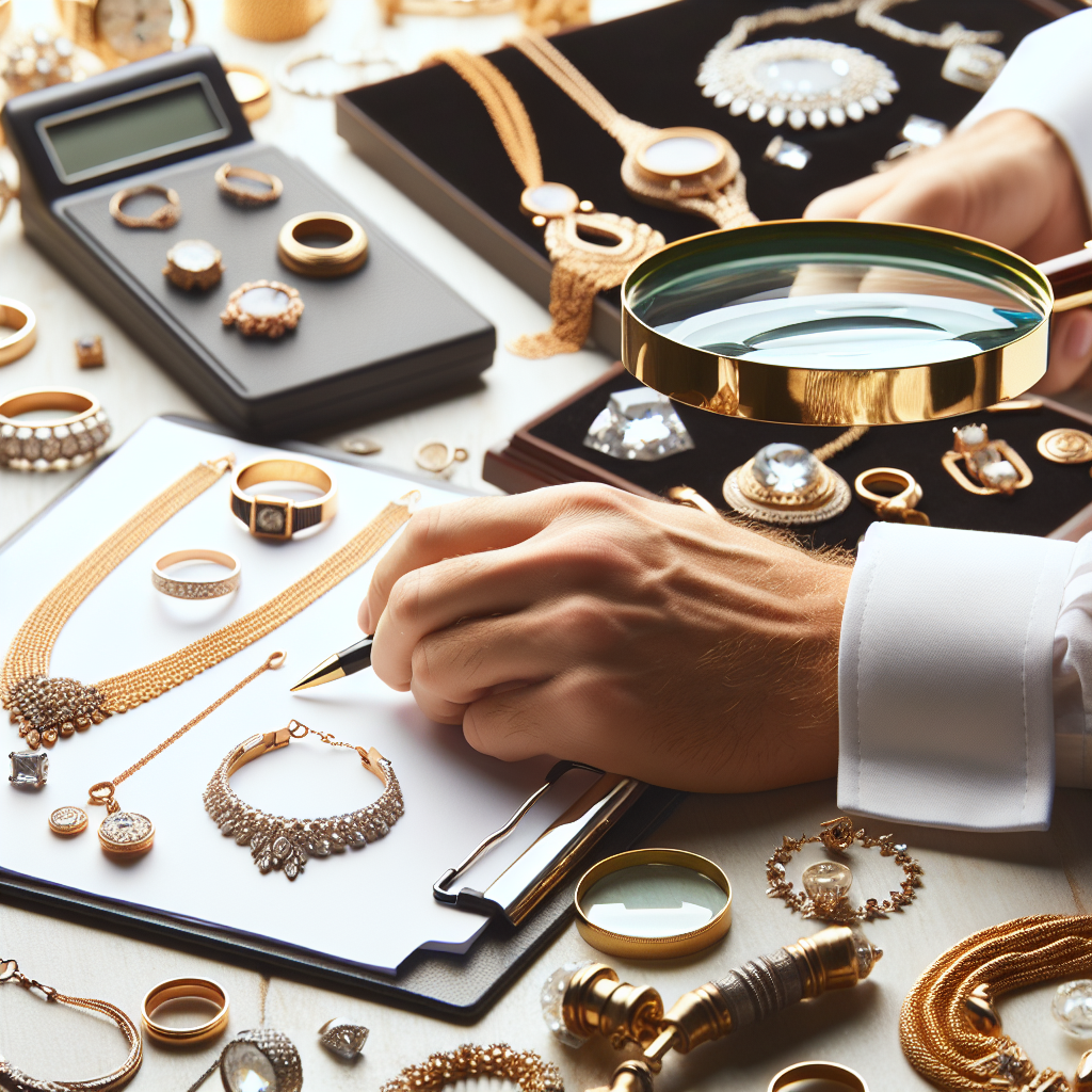 Realistic stock image of gold jewelry appraisal.