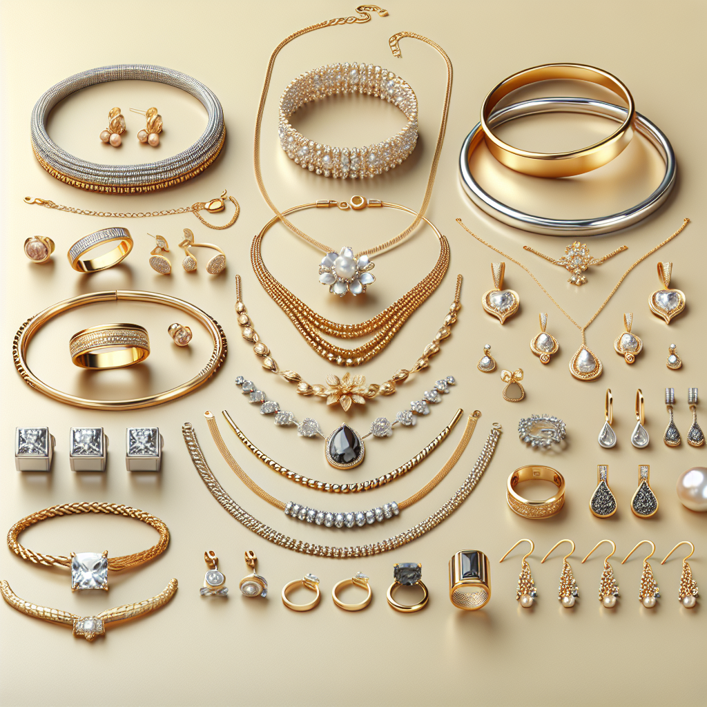Realistic stock image of gold and silver jewelry